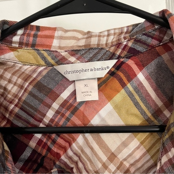 Christopher & Banks Plaid Flannel Button Down - Picture 2 of 5